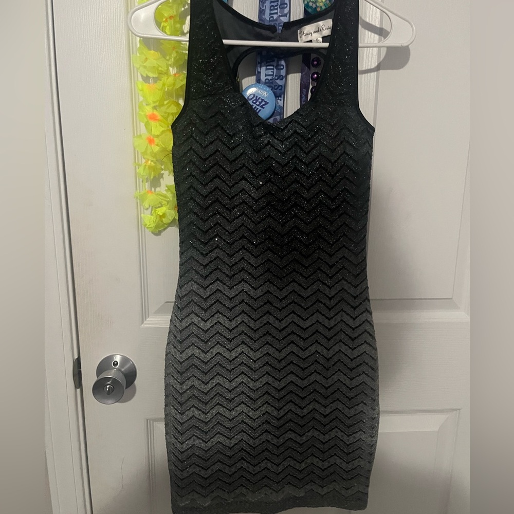 Elegant Black Chevron Dress